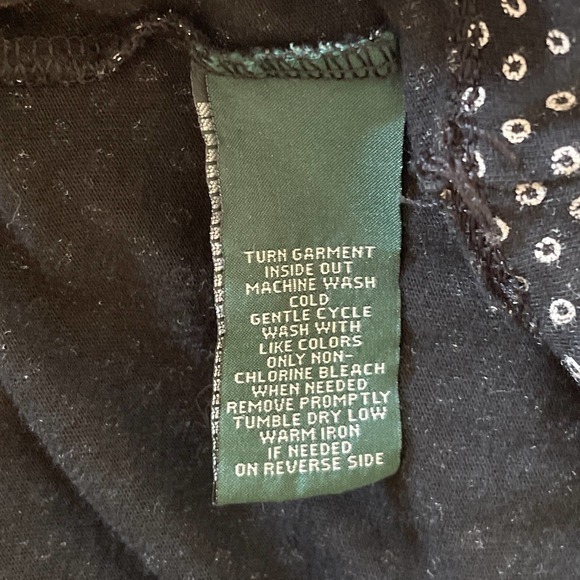 Lauren Jeans Company Black & White LS V-Neck Top Size Large Pre-owned - Picture 6 of 6